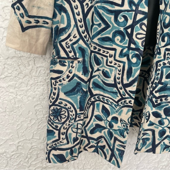 Chico’s Batik Watercolor Artisan Printed Linen Jacket Size 3 XL/16 - Picture 3 of 8